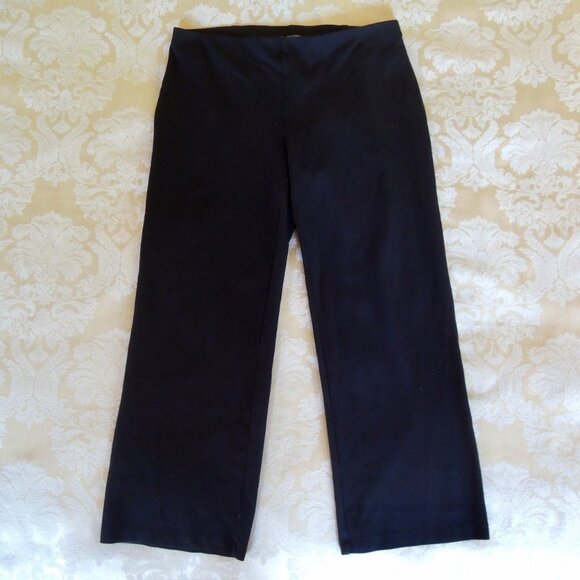 Eileen Fisher Black Stretch Straight Wide Leg Pants PL - Picture 1 of 7